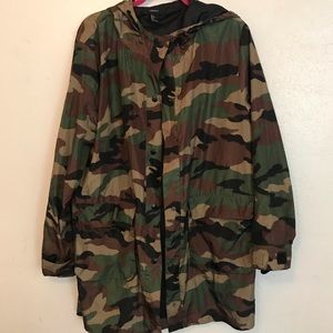 Long Camo Windbreaker Jacket